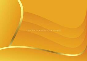 orange wave background with luxury line design vector