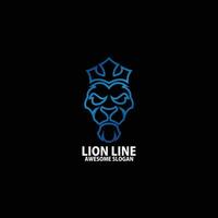 lion face with crown logo design line art vector