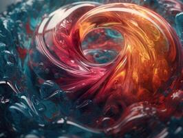 Colorful Swirling radial vortex background liquid translucent glass created with technology photo