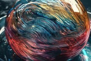 Colorful Swirling radial vortex background liquid translucent glass created with technology photo