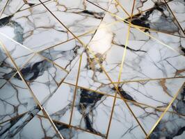 White Marble stone texture background with elements of semi-precious stones and gold created with technology. photo