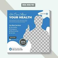 Medical and health care services social media post template design collection promotion square flyer template free Vector