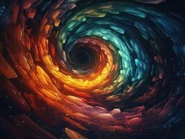 Colorful Swirling radial vortex background created with technology. photo