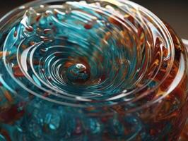 Colorful Swirling radial vortex background liquid translucent glass created with technology photo