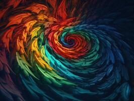 Colorful Swirling radial vortex background created with technology. photo