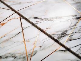 White Marble stone texture background with elements of semi-precious stones and gold created with technology. photo