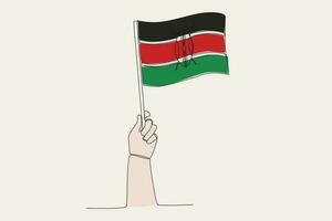 A hand raised the Kenya flag vector