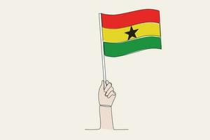 A hand raised the Ghana flag vector