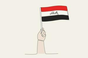 A hand raised the Iraq flag vector