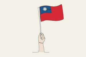 A hand raised the Taiwan flag vector