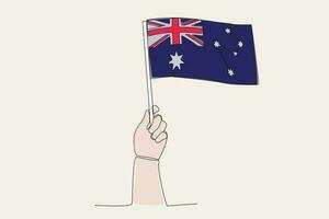 A hand raised the Australia flag vector