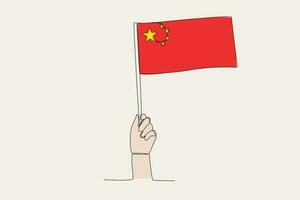 A hand raised the China flag vector