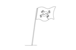 A flag fluttered over a high pole vector