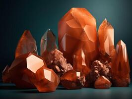 Dark orange and gold, crystal and marble, geometrical primitives pattern, abstract background created with technology. photo