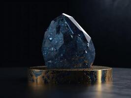 oscuro azul y oro, cristal y mármol, geométrico primitivas patrón, resumen antecedentes creado con generativo ai tecnología. foto