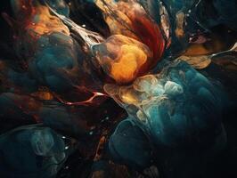 Bright fluid marble paint pattern Dynamic liquid shapes background created with technology photo