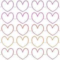 Seamless design of continuous one line drawing hearts. Colorful sketch hearts.  Beautiful design for leaflet, flyer, wallpaper, wrapping paper, banner, brochure, book cover and more. vector