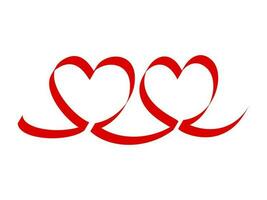 Two linked heart. Couple symbol. Lovely wedding Icon. vector