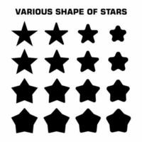 Various shape of stars. Black stars icon isolated on white background. vector