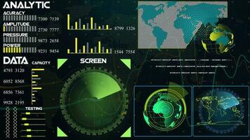 zoeken radar hud scherm animatie, digitaal technologie radar scherm geanimeerd video