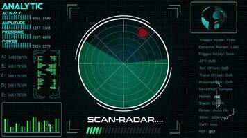 recherche radar hud écran animation, numérique La technologie radar écran Animé video