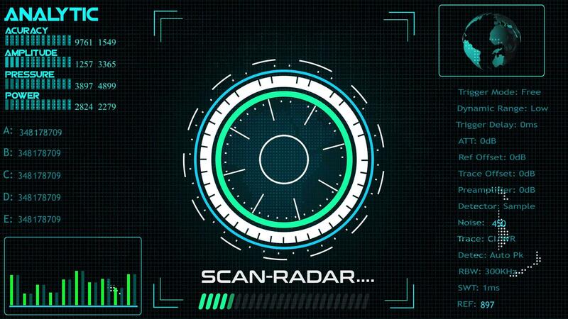 Searching radar HUD screen animation, Digital technology radar screen ...