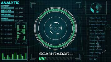 recherche radar hud écran animation, numérique La technologie radar écran Animé video