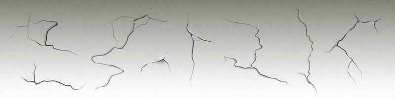 Realistic set of cracks on dry surface vector