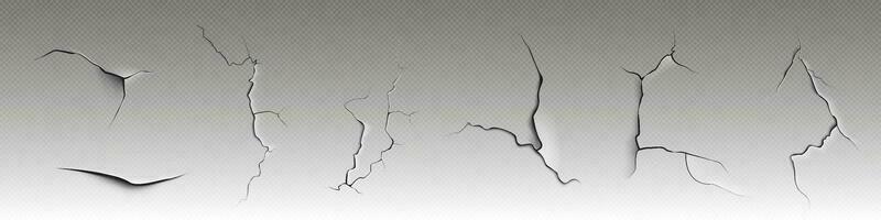 Realistic set of cracks on dry surface vector