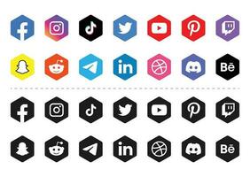 popular social red símbolos, social medios de comunicación logo íconos colección vector