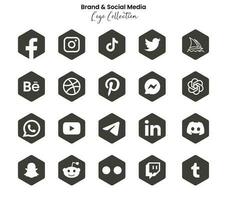 Popular social network symbols, social media logo icons collection vector