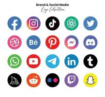 Popular social network symbols, social media logo icons collection vector