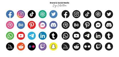 Popular social network symbols, social media logo icons collection vector