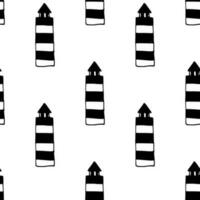 Vector seamless pattern of the lighthouse the sea.