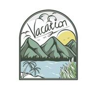 Nice vibes summer beach sea and mountains view vector