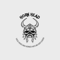 skull symbol of a tribal chief, a horned hat and a long mustache vector