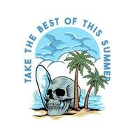 Skull summer beach good vibes vector