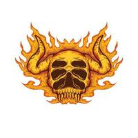 hot fire burning skull head illustration vector