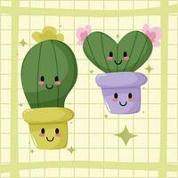 cute cactus cartoon vector