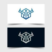 Modern and simple techno bull logo illustration design vector