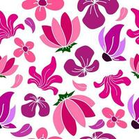 Hand drawn seamless pattern with colorful flowers vector design. Perfect for textile prints