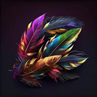 3d colorful feathers for carnival composition .. photo