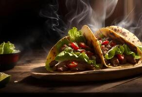Homemade American Soft Shell Beef Tacos. photo