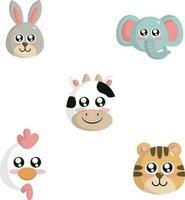 Cute animal head in simple illustration for design decoration and illustration. Vector pro