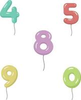 Cute Number Balloons for birthday party and invitations. Illustration vector