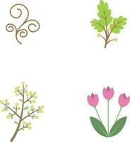 Leaf And Flower Nature Plant. Green plant leaf, floral natural leaves isolated vector set Pro Vector