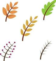 Leaf Illustration Element. Set of illustrations with autumn leaves, brunches, leafs. Design spring elements for cards, invitations Pro Vector