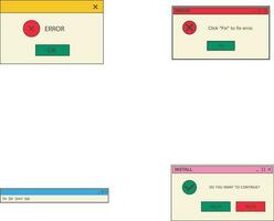 retro ui forma onda de vapor enviar y historia modelo. social medios de comunicación cuentos y publicaciones con antiguo computadora estético ui elementos vector colocar. ilustración de retro maravilloso resumen interfaz