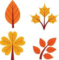 Autumn leaves set illustration. simple cartoon flat style, vector illustration