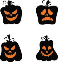 Halloween Pumpkin Silhouette with various expressions or vector illustration.For design decoration.vector Pro